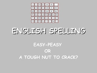 ENGLISH SPELLING EASY-PEASY  OR  A TOUGH NUT TO CRACK? 