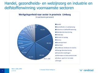 Handel, gezondheids- en welzijnzorg en industrie en delfstoffenwinning voornaamste sectoren 12-10-10 © Randstad Market Intelligence Bron: LISA; UWV 