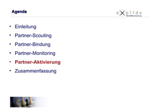 Agenda Einleitung Partner-Scouting Partner-Bindung Partner-Monitoring Partner-Aktivierung Zusammenfassung 