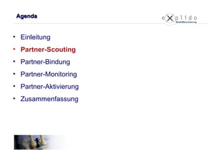 Agenda Einleitung Partner-Scouting Partner-Bindung Partner-Monitoring Partner-Aktivierung Zusammenfassung 