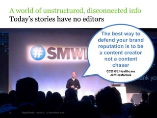 A world of unstructured, disconnected info
Today’s stories have no editors
The best way to
defend your brand
reputation is to be
a content creator
not a content
chaser
CCO GE Healthcare
Jeff DeMarrais
15 Digital Henley 16/09/15 © Interrelated 2015
 