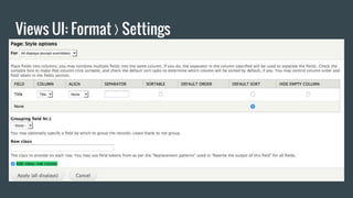 Views UI: Format ❭ Settings
 