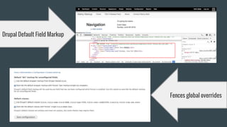 Drupal Default Field Markup
Fences global overrides
 