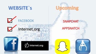 FACEBOOK
Internet.org
SNAPCHAT
APPSNATCH
 