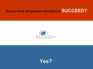 Yes?   Do you have the passion and drive to   SUCCEED? 