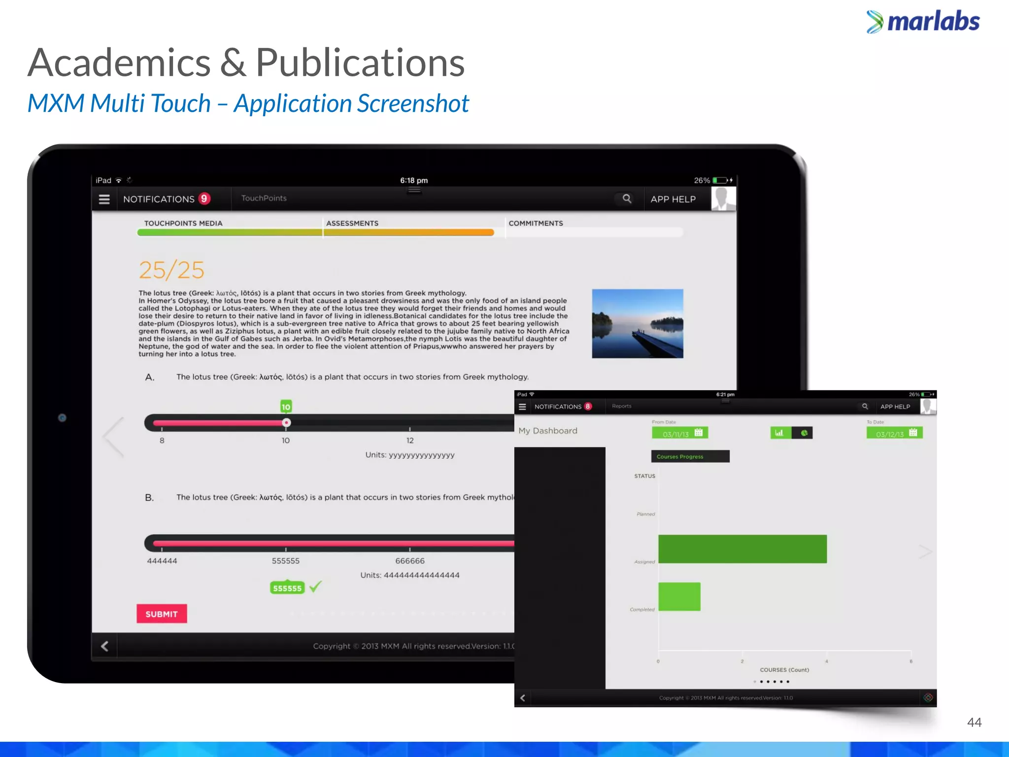 MXM Multi Touch – Application Screenshot
Academics & Publications
44
 