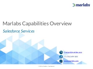 Marlabs Capabilities Overview
© 2016, Marlabs - Confidential
Contact@marlabs.com
+1 (732) 694 100
www.marlabs.com
Salesforce Services
 