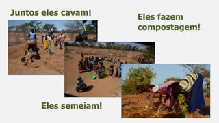 Juntos eles cavam!
Eles fazem
compostagem!
Eles semeiam!
 