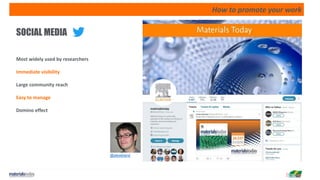 How to promote your work
SOCIAL MEDIA
Most widely used by researchers
Immediate visibility
Large community reach
Easy to manage
Domino effect
@stewbland
 