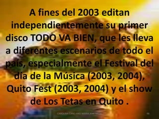 "Gondwana necesitaba llegar al momento en el que estamos ahora. Han pasado muchos integrantes por la banda, pero siempre hubo alguna vacilación en las formaciones anteriores. Con esta formación, logramos la solidez que andábamos buscando. La Química que se dio fue la precisa". La formación a la que se refiere Ilocks (bajista y líder), la integran Keno Valenzuela en teclados y coros, Alexcy Cárdenas en batería, Gato Ramos en saxo, Pez López en trompeta, y Quique Neira en voz principal y guitarra. "LA GENTE QUIERE VOLVER A LAS RAÍCES"86CAROLINA CANO AND MARIA JOSE MEZA