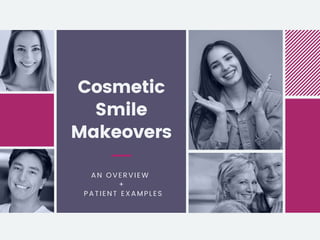 Cosmetic
Smile
Makeovers
AN OVERVIEW
+
PATIENT EXAMPLES
 