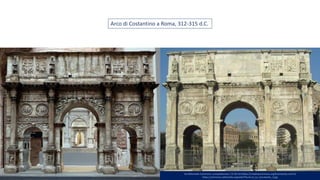 Da Wikimedia Commons: cunoastelumea / CC BY-SA (https://creativecommons.org/licenses/by-sa/4.0)
https://commons.wikimedia.org/wiki/File:Arcul_lui_Constantin_3.jpg
Arco di Costantino a Roma, 312-315 d.C.
 