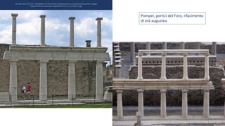 Da Wikimedia Commons: Wknight94 / CC BY-SA (http://creativecommons.org/licenses/by-sa/3.0/) Ritaglio
https://commons.wikimedia.org/wiki/File:Forum_in_Pompeii_6.jpg
Pompei, portici del Foro, rifacimento
di età augustea
 