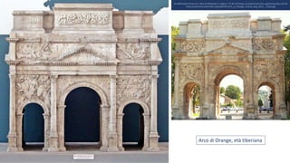 Arco di Orange, età tiberiana
Da Wikimedia Commons: Akke di Wikipedia in inglese / CC BY-SA (https://creativecommons.org/licenses/by-sa/3.0)
https://commons.wikimedia.org/wiki/File:Arch_in_Orange,_France_Aug_2013_-_Front.jpg
 