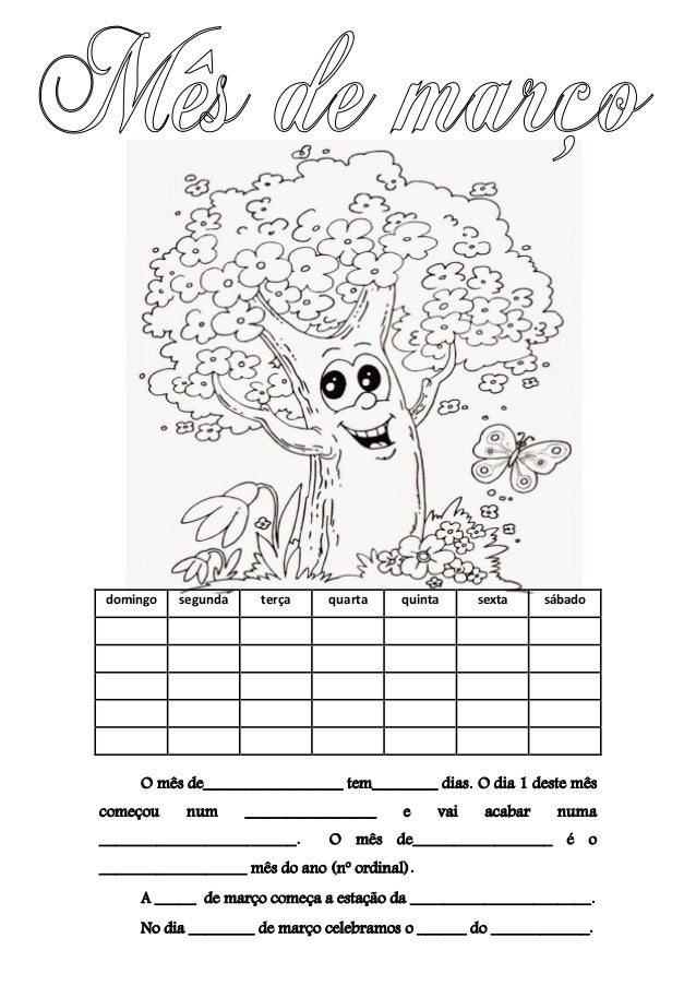 Resultado de imagem para calendario de março para preencher