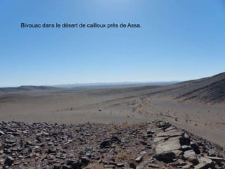 Bivouac dans le désert de cailloux près de Assa.
 