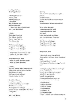 Maroon5 S Songs Lyric Lirik Lagu Maroon5