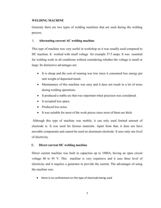 Welding Types Report Examples Welding and allied processes field report | PDF