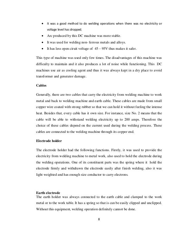Arc welding report conclusion examples