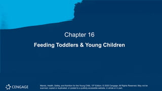 Chapter 16
Feeding Toddlers & Young Children
Marotz, Health, Safety, and Nutrition for the Young Child, 10th Edition. © 2020 Cengage. All Rights Reserved. May not be
scanned, copied or duplicated, or posted to a publicly accessible website, in whole or in part.
 
