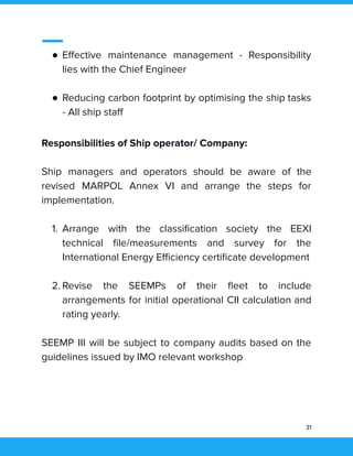 INTRODUCTION TO THE LATEST MARPOL 2023 REGULATION , EEXI, CII & SEEMP ...