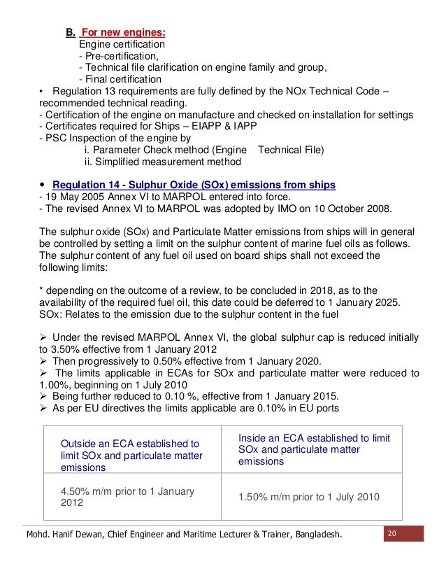 A Short Note on MARPOL Regulations