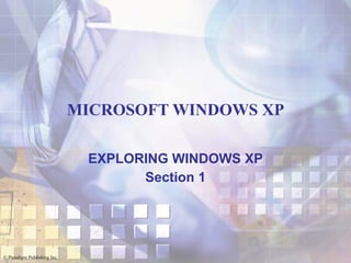 MICROSOFT WINDOWS XP EXPLORING WINDOWS XP Section 1 