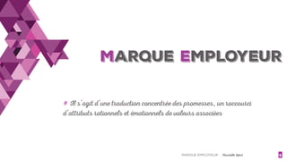 MARQUE EMPLOYEUR - Christelle Letist 5
# Il s’agit d’une traduction concentrée des promesses, un raccourci
d’attributs rationnels et émotionnels de valeurs associées
MARQUE EMPLOYEUR
 