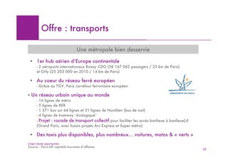 Offre : transports

                                  Une métropole bien desservie

 ! 1er hub aérien d’Europe continental...