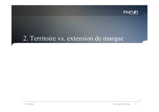 2. Territoire vs. extension de marque




05/05/2009                       Nurun pour Fast Track   21
 
