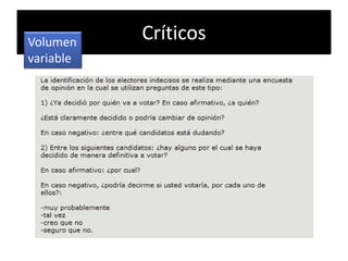 Volumen
           Críticos
variable
 