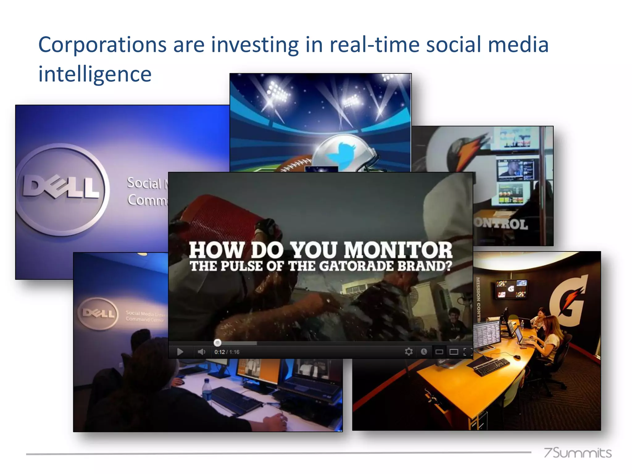 Corporations are investing in real-time social media
intelligence
 
