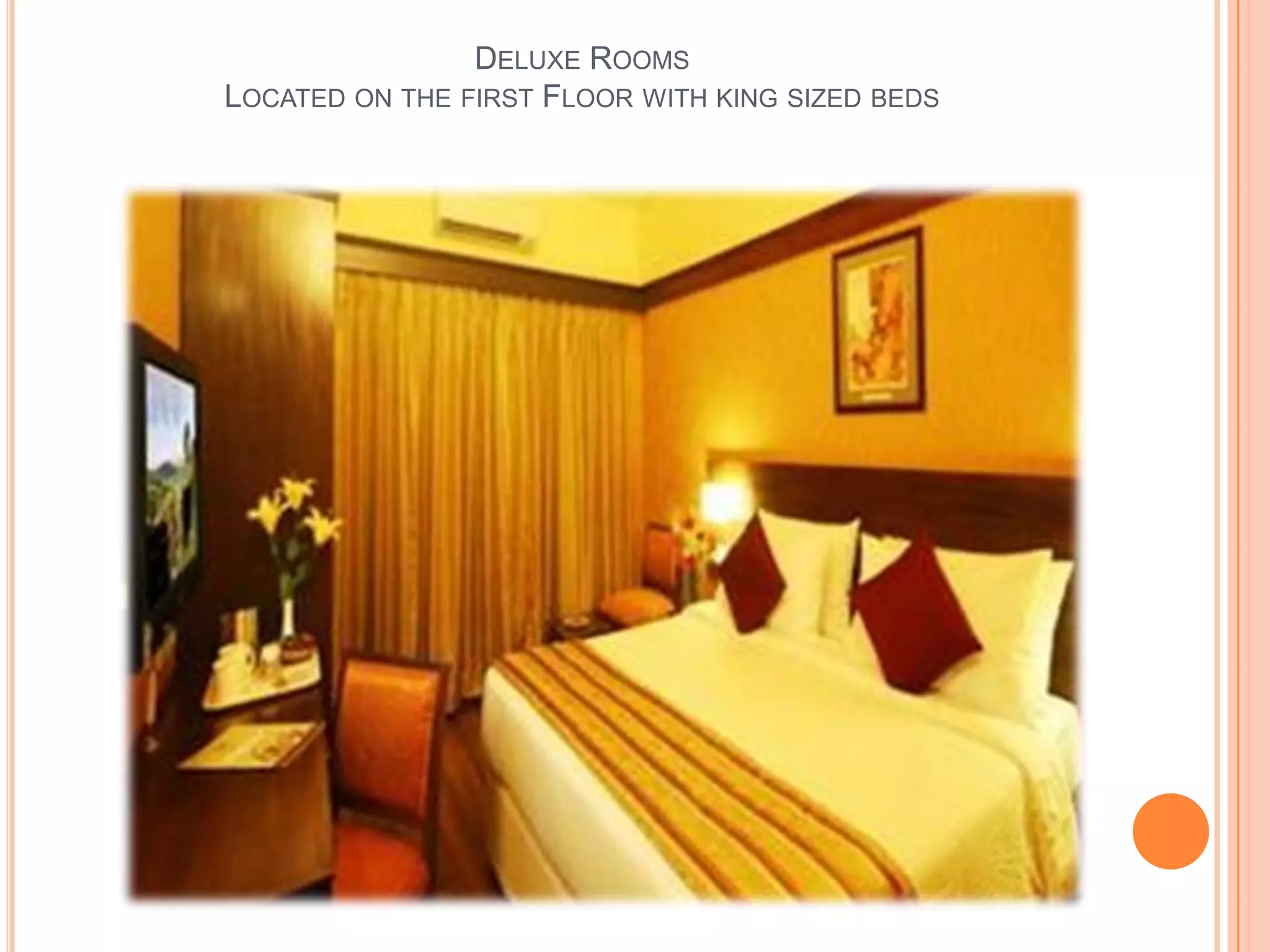 DELUXE ROOMS
LOCATED ON THE FIRST FLOOR WITH KING SIZED BEDS