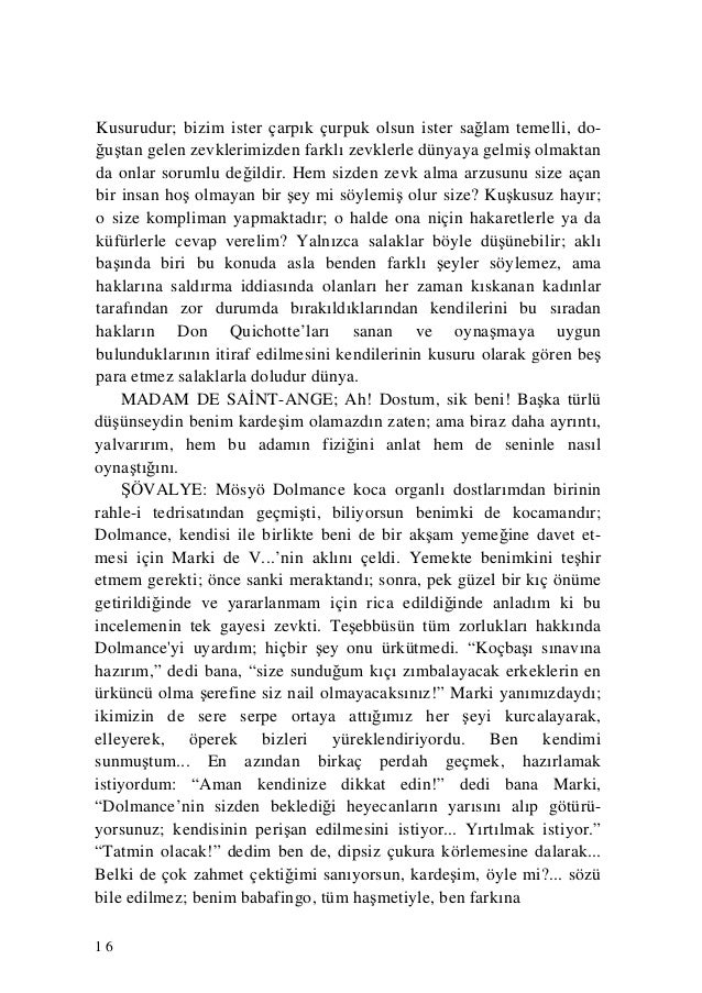 Marquis de Sade Yatak Odasında Felsefe