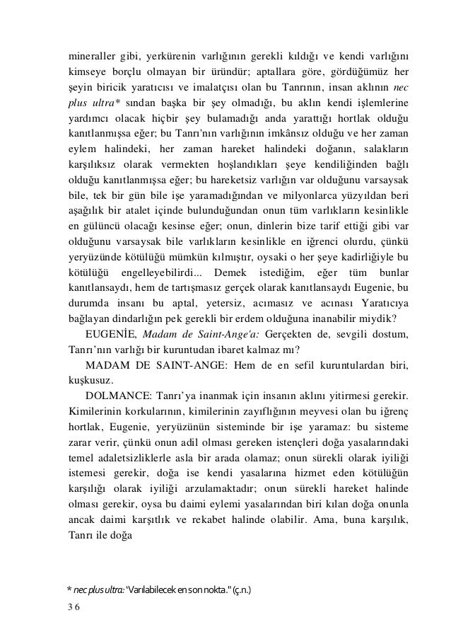 Marquis de Sade Yatak Odasında Felsefe