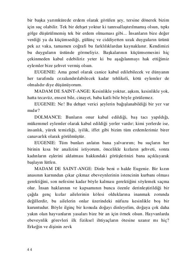 Marquis de Sade Yatak Odasında Felsefe