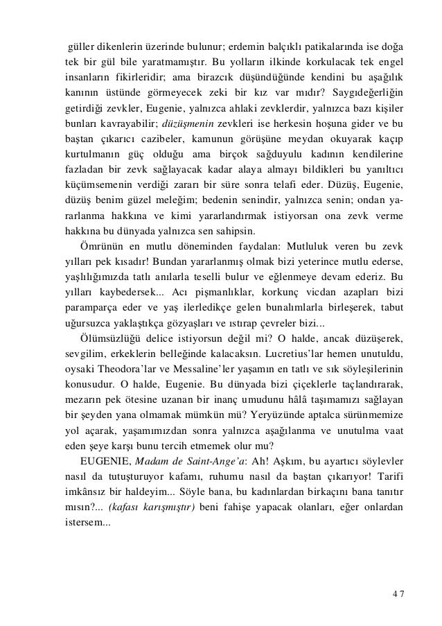 Marquis de Sade Yatak Odasında Felsefe