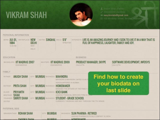 Marriage Cv Sample In India Matrimonial Biodata Sample