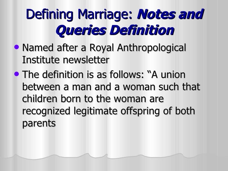 Marriage Definitions and Variations