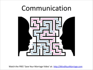 Communication

Watch  the  FREE  ‘Save  Your  Marriage  Video’  at:    http://MindYourMarriage.com

 