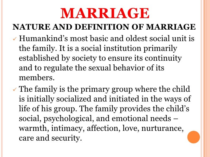 Marriage and family