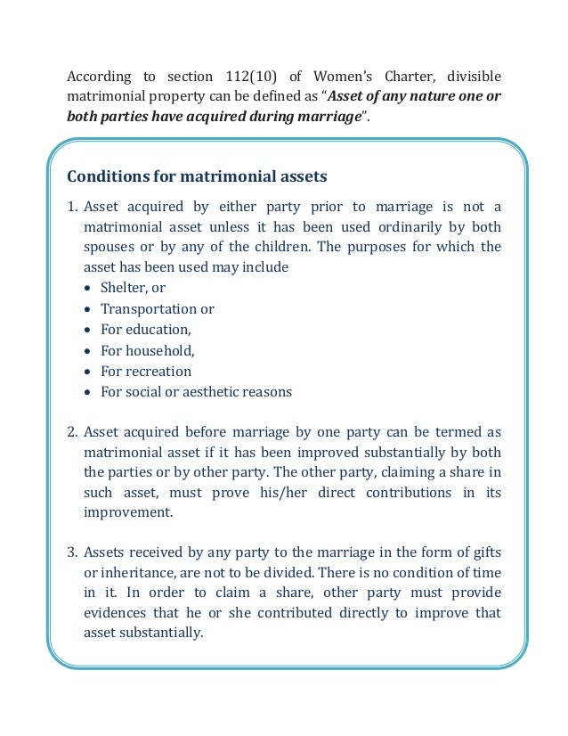 Division of Assets during a Marriage breakdown