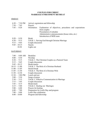 Marriage enrichment retreat1 | DOC