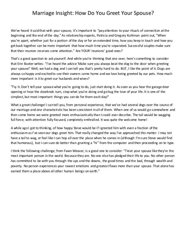 Marriage Insight How Do You Greet Your Spouse
