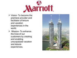  Vision- To become the
  premiere provider and
  facilitator of leisure
  and vacation
  experiences in the
  world.
 Mission- To enhance
  the lives of our
  customers by creating
  and enabling
  unsurpassed vacation
  and leisure
  experiences.
 