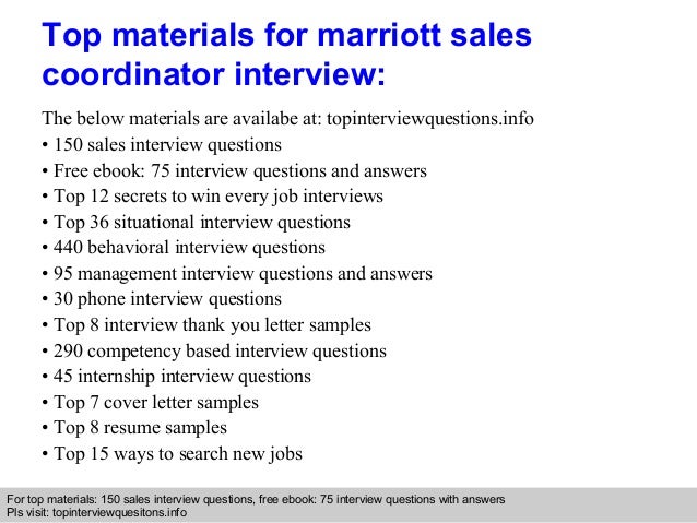 Marriott sales coordinator interview questions and answers