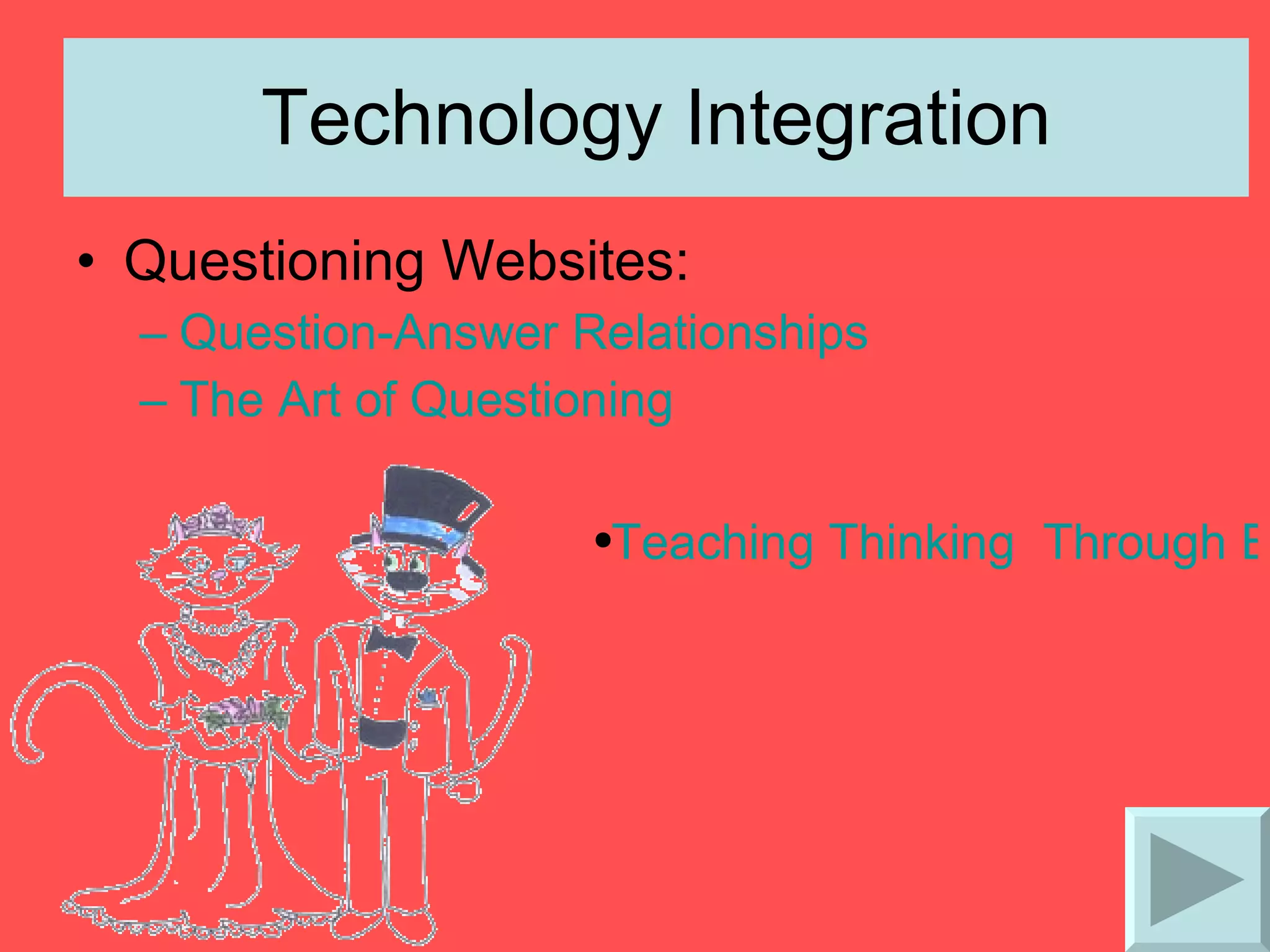 Technology Integration Questioning Websites: Question-Answer Relationships   The Art of Questioning   Teaching Thinking  Through Effective Questioning   