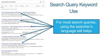Search Query Keyword
Use
For most search queries,
using the searcher’s
language still helps
 