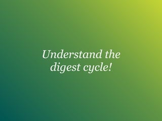 Understand the
digest cycle!
 