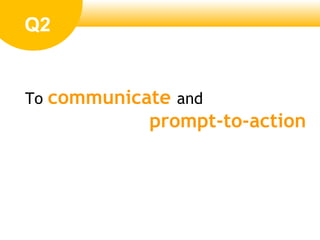 To communicate and
prompt-to-action
Q2
 